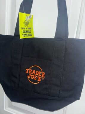 Trader Joe’s Black Canvas Tote Bag with Orange Logo